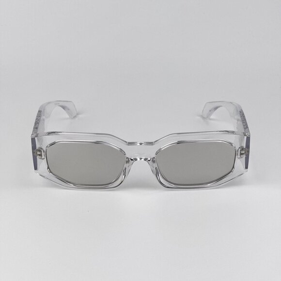 Versace VE4489U 148/8V Transparent Rectangle Sunglasses Silver Mirror Unisex